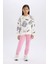 Kız Çocuk Oversize Geniş Kalıp Bisiklet Yaka 3D Baskılı Sweatshirt D3113A824WN 2