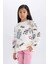Kız Çocuk Oversize Geniş Kalıp Bisiklet Yaka 3D Baskılı Sweatshirt D3113A824WN 3
