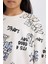Kız Çocuk Oversize Geniş Kalıp Bisiklet Yaka 3D Baskılı Sweatshirt D3113A824WN 5