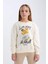 Kız Çocuk Oversize Geniş Kalıp Bisiklet Yaka Ayıcık Baskılı Sweatshirt D0607A824AU 1