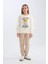 Kız Çocuk Oversize Geniş Kalıp Bisiklet Yaka Ayıcık Baskılı Sweatshirt D0607A824AU 2