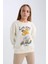 Kız Çocuk Oversize Geniş Kalıp Bisiklet Yaka Ayıcık Baskılı Sweatshirt D0607A824AU 4