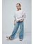 Kız Çocuk Wide Leg Kargo Cepli Geniş Bol Paça Jean Pantolon D3718A824WN 2