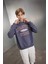 Erkek Çocuk Oversize Geniş Kalıp Bisiklet Yaka Yazı Baskılı Okul Sweatshirt D0983A824AU 1