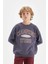 Erkek Çocuk Oversize Geniş Kalıp Bisiklet Yaka Yazı Baskılı Okul Sweatshirt D0983A824AU 4