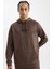Fit Standart Fit Kapüşonlu Cepli Skuba Dalgıç Kumaş Sporcu Sweatshirt D1950AX24AU 1