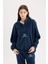 Oversize Geniş Kalıp Fermuarlı Dik Yaka Nakışlı Polar Sweatshirt Y2649AZ24WN 4