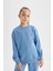 Kız Çocuk Relax Fit Bisiklet Yaka Pamuklu Basic Düz Okul Sweatshirt A2797A824AU 4