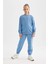 Kız Çocuk Relax Fit Bisiklet Yaka Pamuklu Basic Düz Okul Sweatshirt A2797A824AU 5