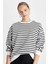 Oversize Geniş Kalıp Bisiklet Yaka Çizgili Kalın Sweatshirt B2085AX24WN 1