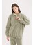 Oversize Geniş Kalıp Fermuarlı Dik Yaka Nakışlı Polar Sweatshirt Y2649AZ24WN 4