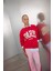 Kız Çocuk Kırmızı Relax Fit Bisiklet Yaka Baskılı Okul Sweatshirt C6868A824AU 3