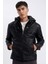 Su İtici Slim Fit Dar Kesim Kapüşonlu Pelüş Astar Fermuarlı Cepli Suni Deri Mont N9693AZ24WN 1