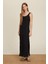 Straight Fit Yuvarlak Yaka Modal Askılı Siyah Maxi Elbise C8231AX24SM 1