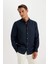 %100 Keten Regular Fit Polo Yaka Yazlık Basic Düz Uzun Kollu Gömlek C1825AX24SM 1
