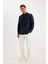 %100 Keten Regular Fit Polo Yaka Yazlık Basic Düz Uzun Kollu Gömlek C1825AX24SM 2