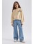 Kız Çocuk Oversize Geniş Kalıp Bisiklet Yaka Baskılı Sweatshirt A6158A823AU 2
