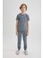 Erkek Çocuk Pijama Takımı Desenli Kısa Kollu Üst Beli Lastikli Uzun Alt B5542A824SP 1