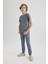 Erkek Çocuk Pijama Takımı Desenli Kısa Kollu Üst Beli Lastikli Uzun Alt B5542A824SP 2