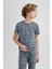 Erkek Çocuk Pijama Takımı Desenli Kısa Kollu Üst Beli Lastikli Uzun Alt B5542A824SP 3