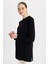 Regular Fit Bisiklet Yaka Yırtmaçlı Basic Düz Triko Kazak Tunik H3431AZ23WN 1