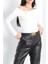 Ceylinmoda Kemer Detay Madonna Yaka Bluz Beyaz - 7221.1918. 5