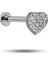 925 Ayar Gümüş Rodyumlu Minimal Zirkon Taşlı Kalp Tragus Piercing Küpe 1
