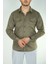 Çift Cep Nubuk Gömlek Haki 4