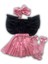 Kız Çocuk Pembe Siyah Miki Mause Figürlü Pileli Salopet Bandana Çorap Set-6-9 Aydan 5 Yaşa Kadar 5