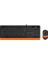 A4 Tech F1010 Fn-Multimedya Q Klavye + Optik Mouse 1600D Turuncu USB 1