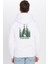 Unisex Oversize Geniş Kesim Pamuklu Yumuşak Dokulu İçi Polarlı Baskılı Beyaz Kapüşonlu Sweatshirt 5