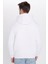 Unisex Oversize Geniş Kesim Pamuklu Yumuşak Dokulu İçi Polarlı Baskılı Beyaz Kapüşonlu Sweatshirt 5