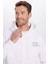 Unisex Oversize Geniş Kesim Pamuklu Yumuşak Dokulu İçi Polarlı Baskılı Beyaz Kapüşonlu Sweatshirt 2