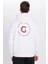 Unisex Oversize Geniş Kesim Pamuklu Yumuşak Dokulu İçi Polarlı Baskılı Beyaz Kapüşonlu Sweatshirt 5