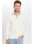 Unisex Relax Fit Rahat Kesim Fitilli Desenli Pamuklu Yarım Fermuarlı Ekru Dik Yaka Sweatshirt 2