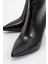 Noya Siyah Cilt Sivri Burun Kadın Ince Topuklu Bot 3