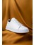 Beyaz Casual Bağcıklı Deri Sneakers 2