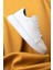 Beyaz Casual Bağcıklı Deri Sneakers 3