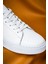 Beyaz Casual Bağcıklı Deri Sneakers 4