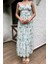 Yeşil Drape Detaylı Askılı Şifon Elbise 4