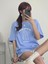 Lıttle Bunny Bakılı Süprem T-Shirt -Bebe Mavisi Oversize Bisiklet Yaka Kısa Kol Tişört 1