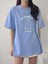 Lıttle Bunny Bakılı Süprem T-Shirt -Bebe Mavisi Oversize Bisiklet Yaka Kısa Kol Tişört 3