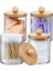 Qtip Tutucu, Banyo Organizatör Aksesuarları Saklama Kapları Pamuk Topu, Diş Ipi Için Bambu Kapaklı Şeffaf Plastik Kavanoz (Yurt Dışından) 1