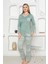 Etnik Desen Kadın Pijama Takımı - Uzun Kollu Likralı Penye Cepli Alt 4