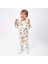 Ekru Yeşil Turuncu Yaprak Kaktüs Desenli Kruvaze Yaka Pijama Takımı - 1015407 1