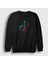 Unisex Siyah Logo Sosyal Medya Tiktok Sweatshirt 1
