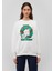Yılbaşı Kedi Baskılı Beyaz Sweatshirt 1S10332-70057 3