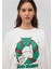 Yılbaşı Kedi Baskılı Beyaz Sweatshirt 1S10332-70057 5