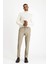 Slim Fit Dar Kesim Yünlü Beli Lastikli Ipli Çizgili Klasik Kumaş Pantolon 1