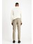 Slim Fit Dar Kesim Yünlü Beli Lastikli Ipli Çizgili Klasik Kumaş Pantolon 4